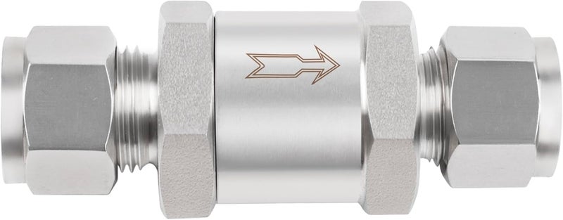 Yoebor 304 Stainless Steel Detachable Compression Check Valve 3/8" OD x 3/8" OD One Way Non-Return Valve for Water Oil Gas, 1pc - Image 2